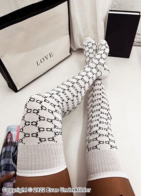 Patterned over-knee socks, high quality cotton
